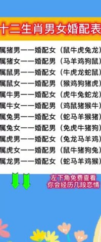 12属相婚配表十二生肖婚配表 属相婚配表配对查询